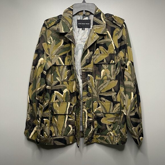 Who What Wear Green Leaf Camo Shirt Jacket Women's Size Small Lightweight - Picture 4 of 9